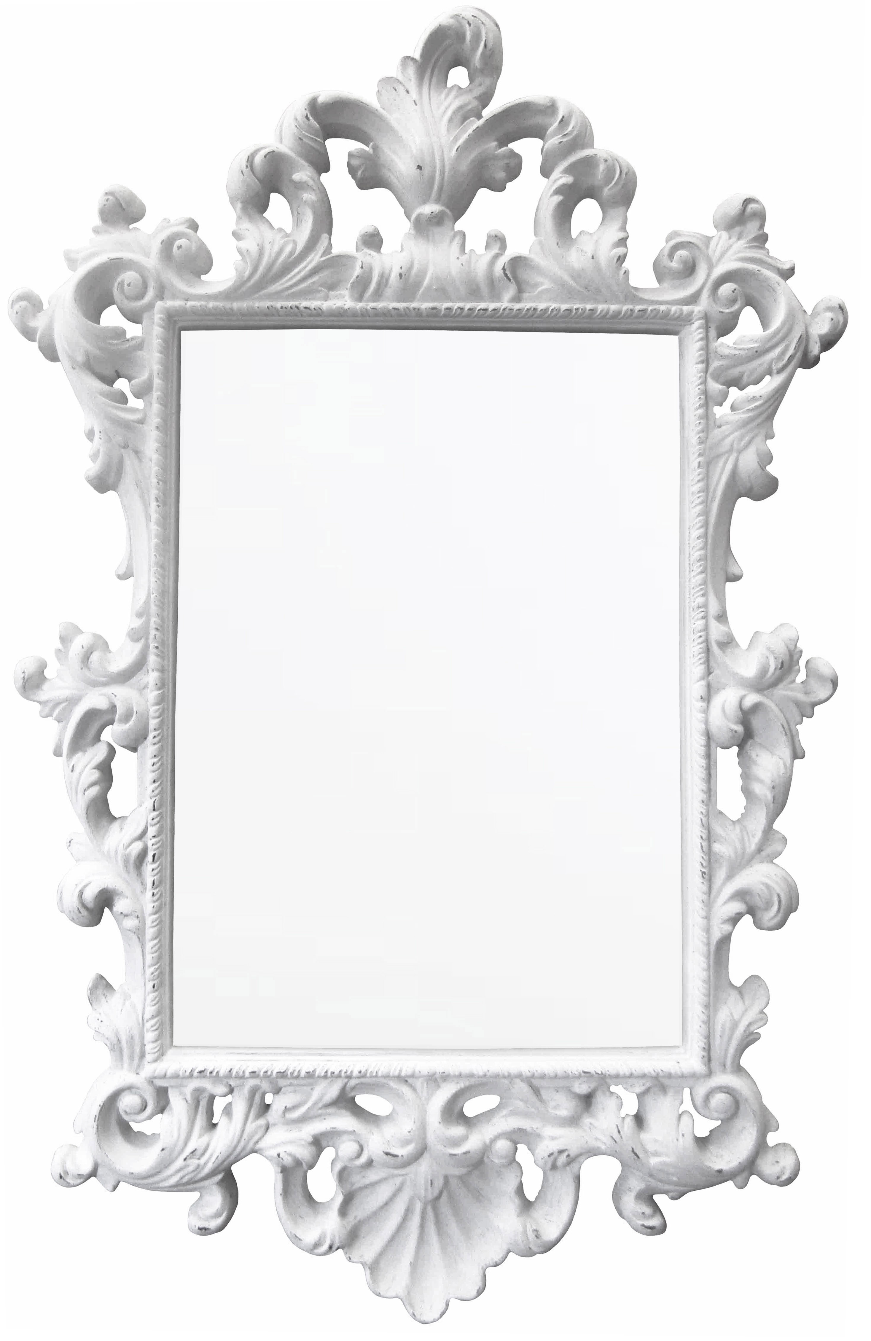 TS103 Wall décor art mirror white tone classic ornate rectangular vertical